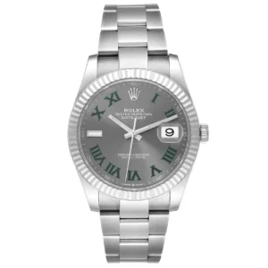 Superclone Rolex Datejust 41mm Rhodium Dial 126334 Wimbledon Flutted / Oyster