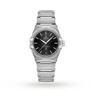 omega constellation men automatic black stainless steel watch o13110362001001