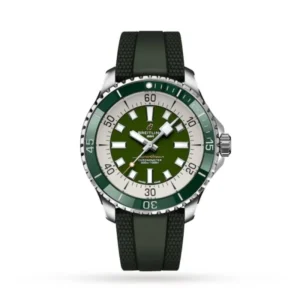 breitling superocean men automatic green rubber watch a17376a31l1s1