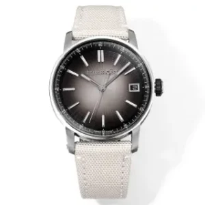 watch Audemars Piguet CODE 11.59 Stainless Steel Watch with Smoked Dial and Beige Fabric Strap, 41mm