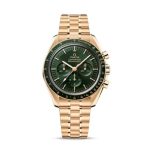 omega speedmaster unisex automatic green 18ct yellow gold watch o31060425010001